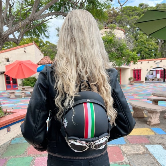 Italian Italy Imola Motorcycle Racing 76 Helmet Backpack Crossbody Shoulder Bag - Picture 4 of 16